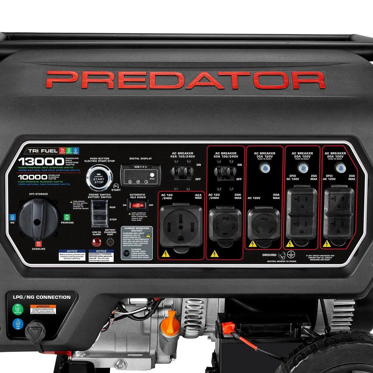 PREDATOR 13,000 Watt Tri-Fuel Portable Generator with Remote Start and CO SECURE Technology, 49-State Compliant image 2