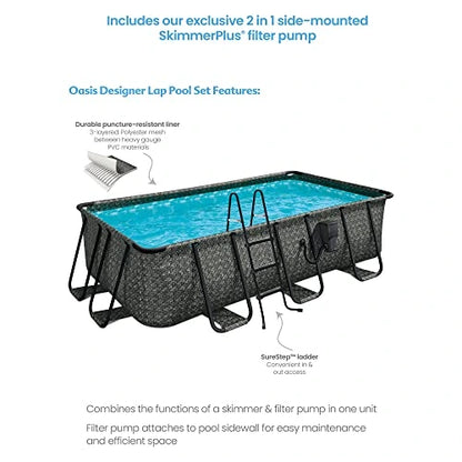 Funsicle Oasis Designer Rectangular Above Ground Pool Set Dark Herringbone Gray image 1