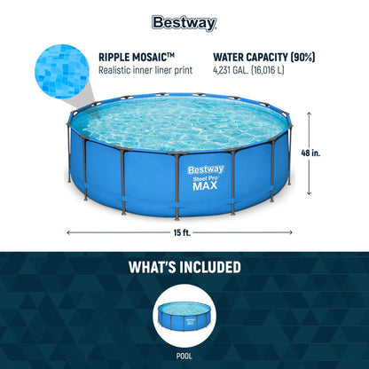 Bestway Steel Pro MAX 15′ x 48″ Round Above Ground Swimming Pool & Pool Ladder image 2