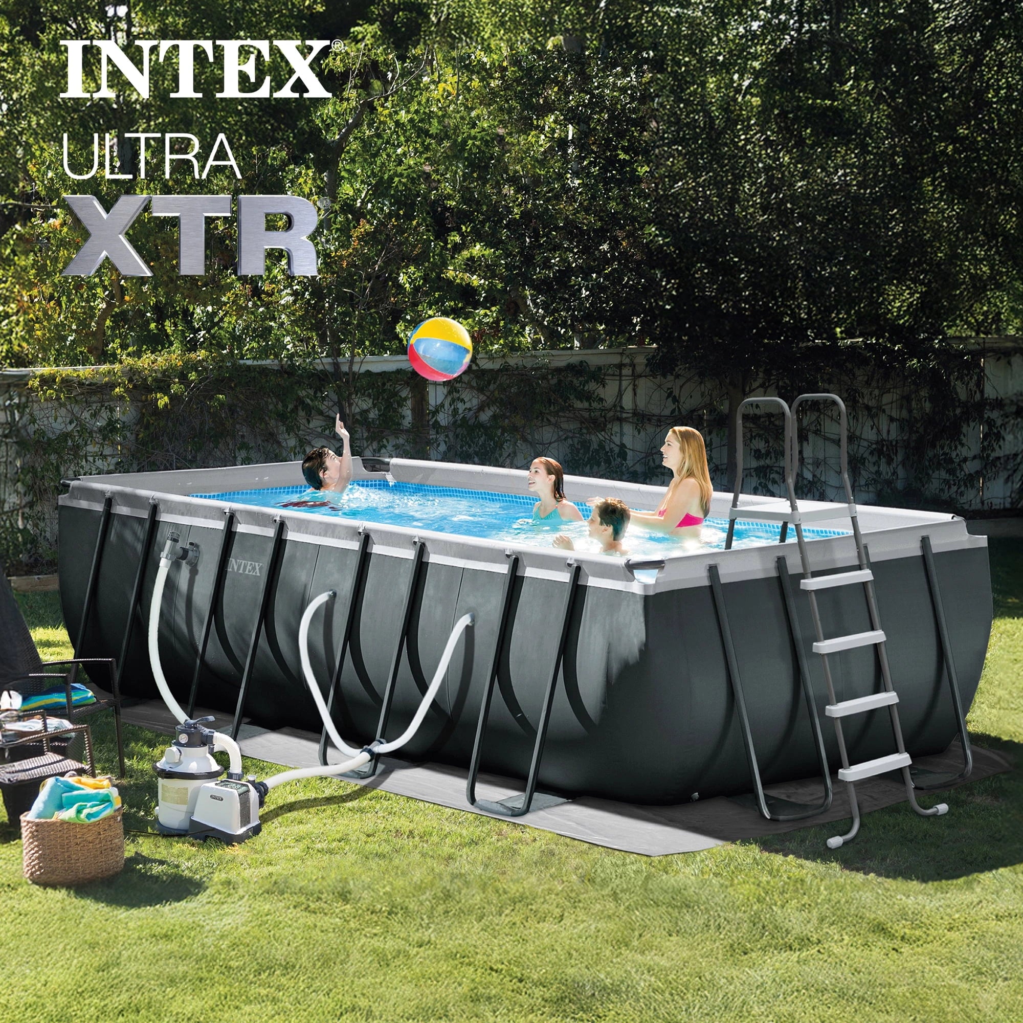 INTEX 18ft x 9ft x 52in Ultra XTR Above Ground Pool and Solar Pool Cover image 1