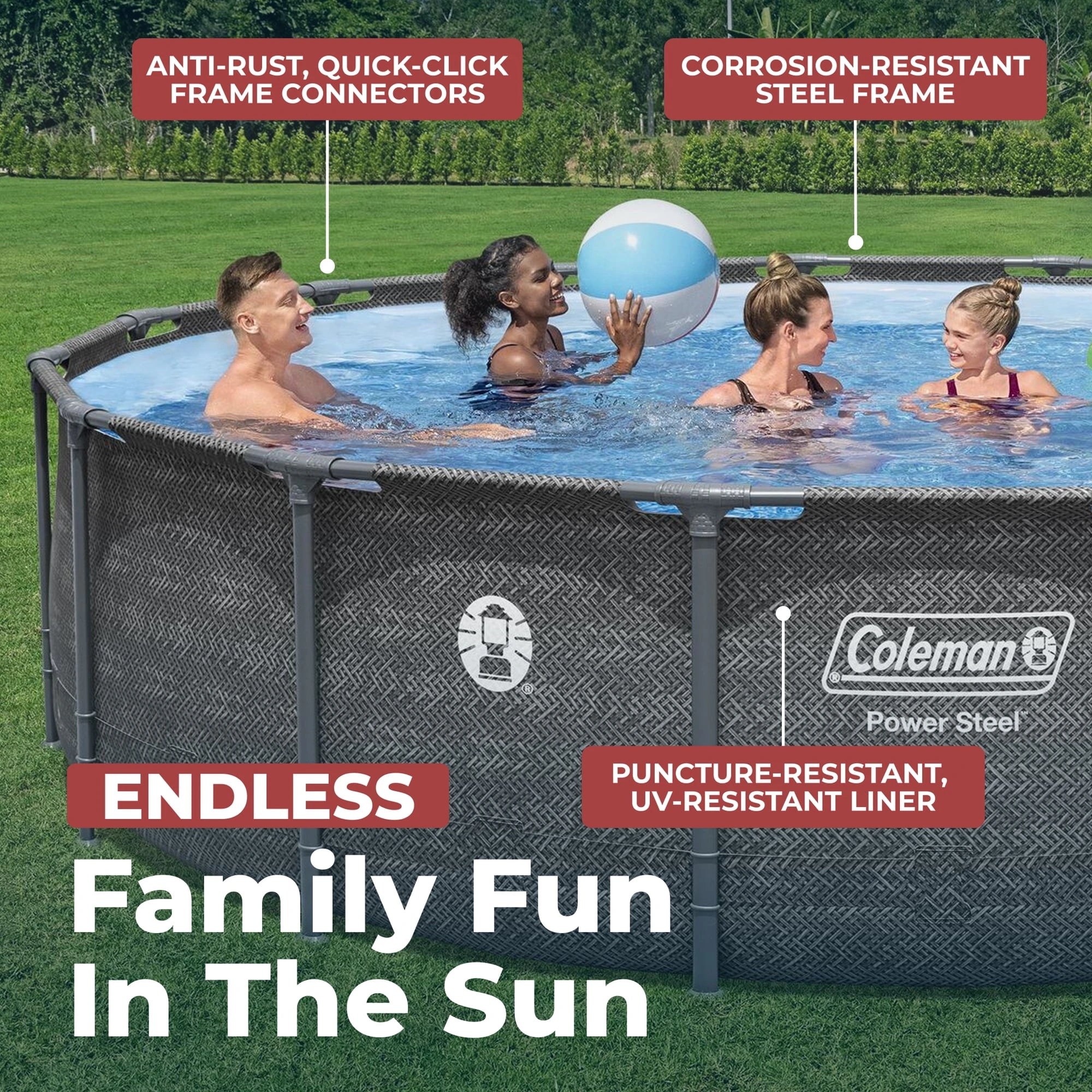 Coleman Power Steel 16 ft. x 42 in. Round Metal Frame Above Ground Pool Set image 8