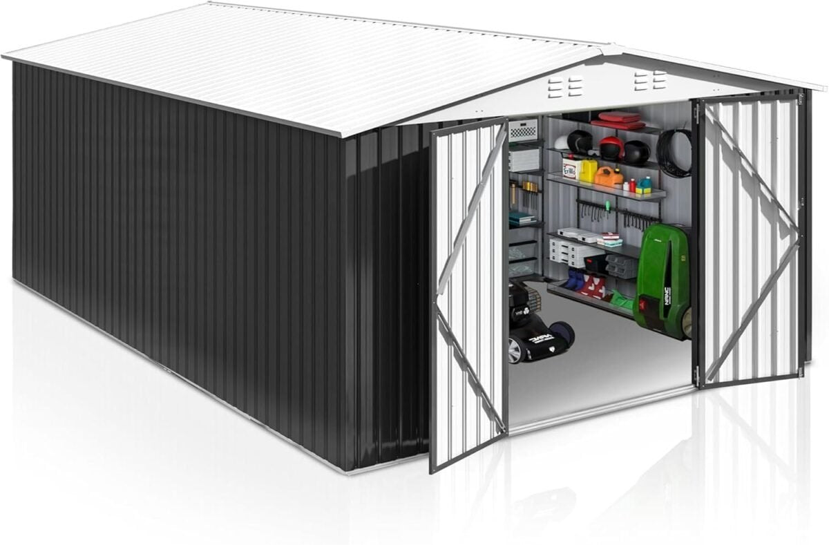 Patiowell 10 ft. W x 12 ft. D Size Upgrade Metal Storage Shed (119 sq. ft.) image 3