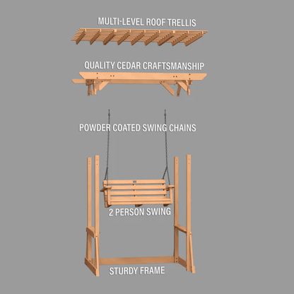 Backyard Discovery Callahan Cedar Wood Outdoor Pergola Swing Bench image 10