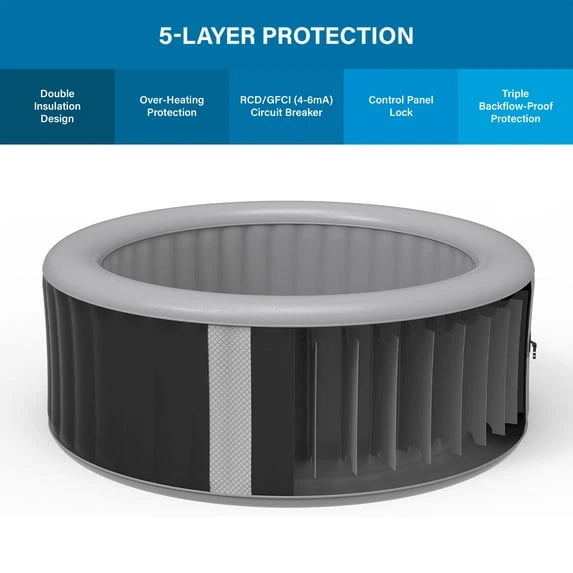 Avenli Oasis 2-3 Person Inflatable Hot Tub Spa + Cover, Rapid Heating up to 104°F, 105 Water Jets, 181 gal Capacity image 6
