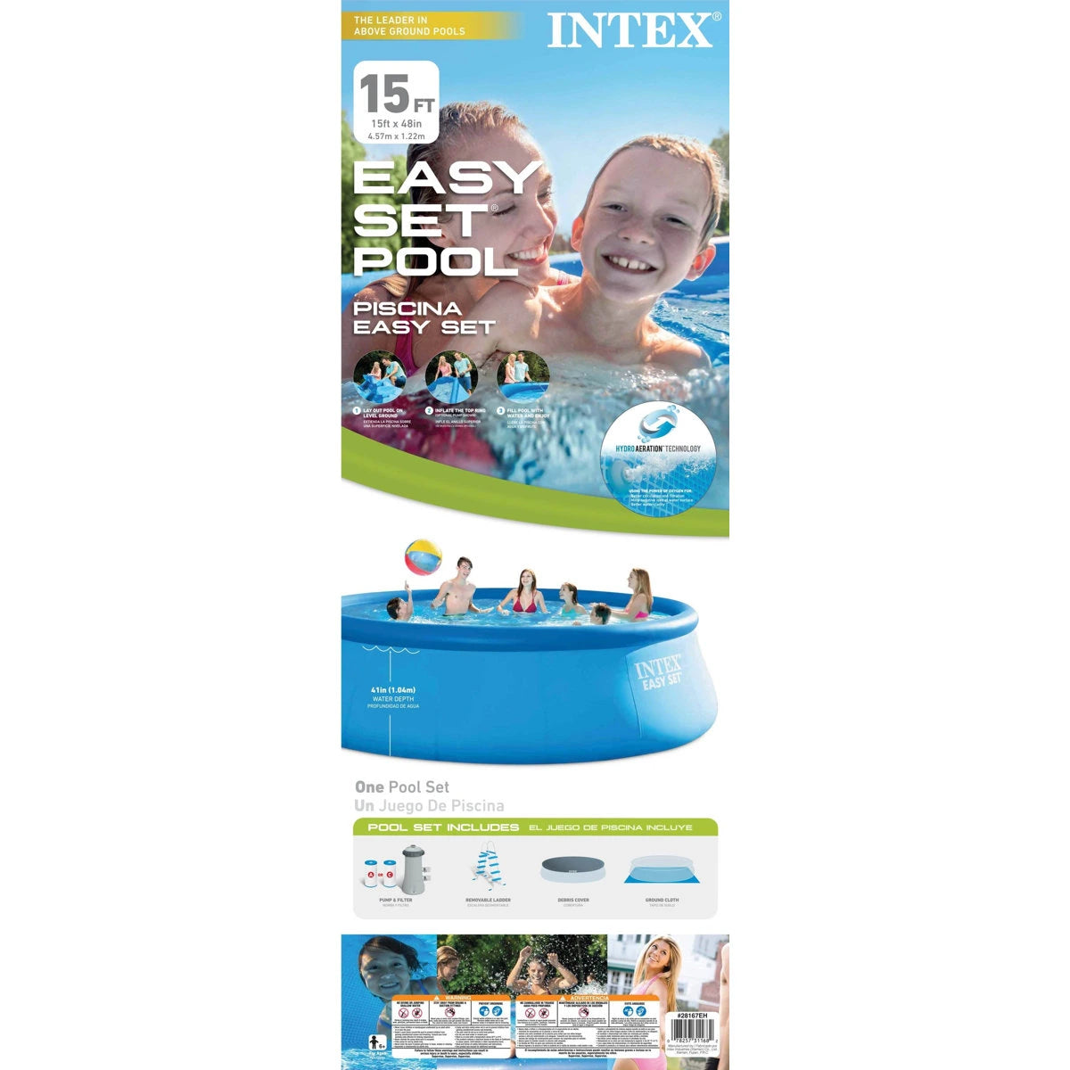 Intex 15ft x 48in Easy Swimming Pool Kit w/ 1000 GPH GFCI Filter Pump 26167EH image 6