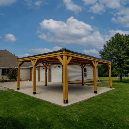 Backyard Discovery Kingsport 20′ x 20′ Cedar Wood Carport with Steel Roof image 5