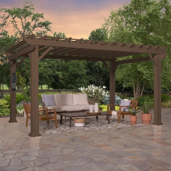 14×12 Ashford Traditional Steel Pergola With Sail Shade Soft Canopy image 0