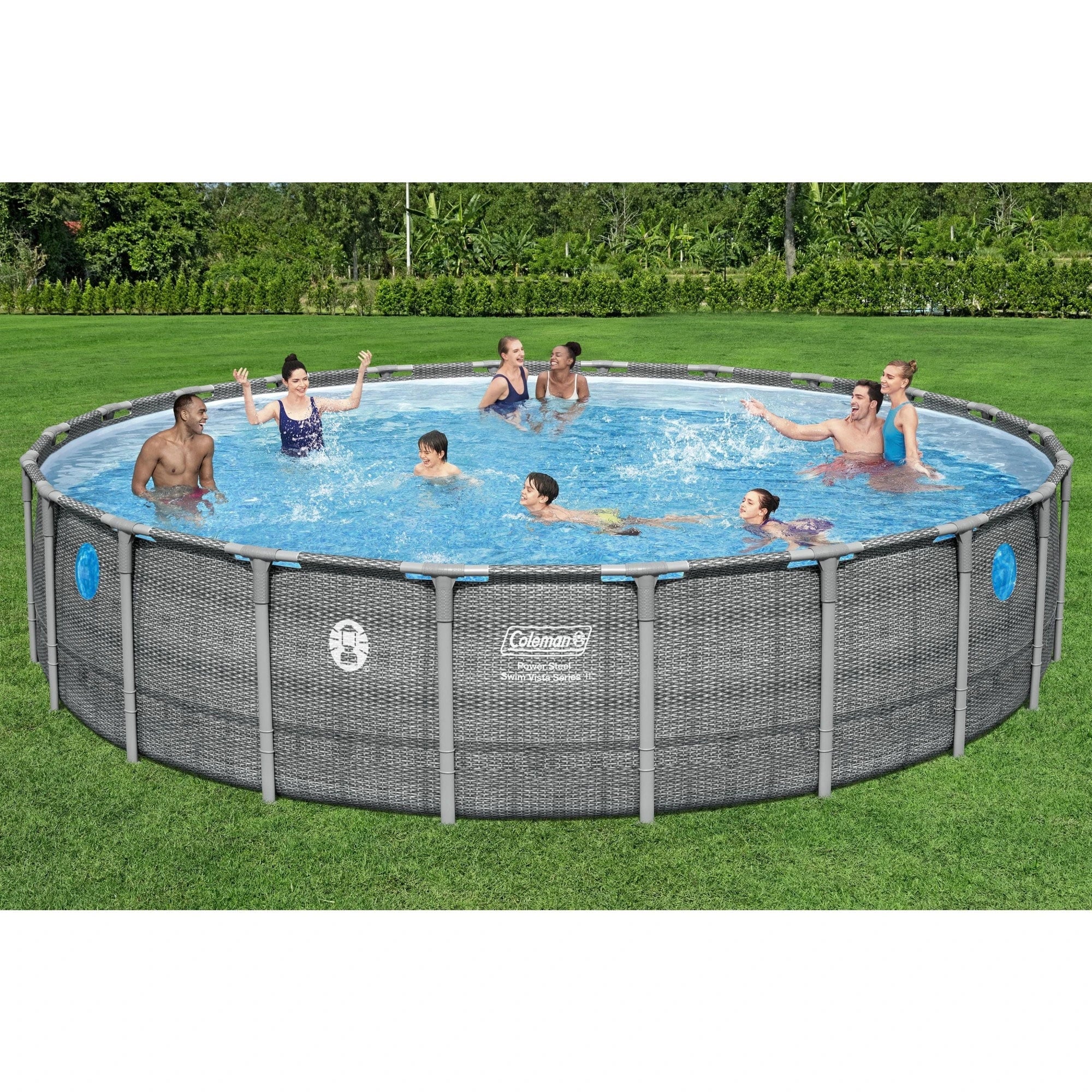 Coleman Power Steel 22’x52” Metal Frame Above Ground Pool w/ Pump, Ladder, & Cover, Gray image 11