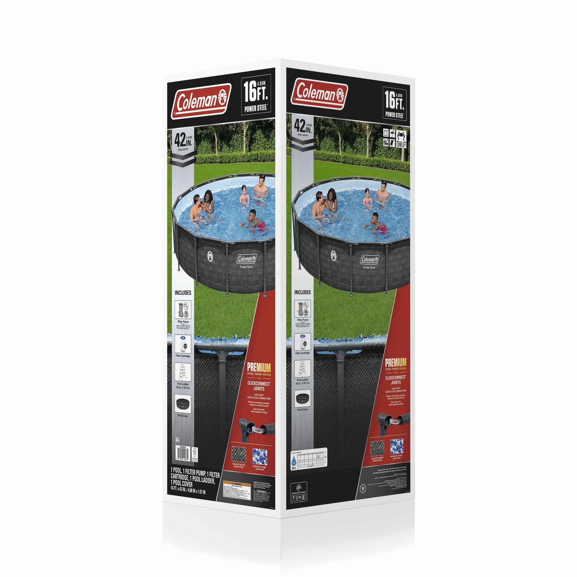 Coleman Power Steel 16 ft. x 42 in. Round Metal Frame Above Ground Pool Set image 9