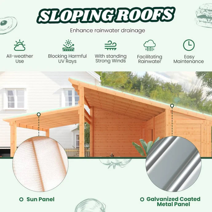 AECOJOY 20′ × 12.5′ Outdoor Wooden Gazebo with Storage Room image 5