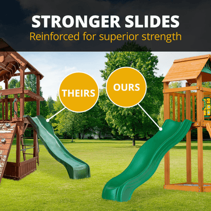 Outing III Wooden Outdoor Playground with Wood Roof, Monkey Bars, Slide, Swings set, and Backyard Playset Accessories image 1