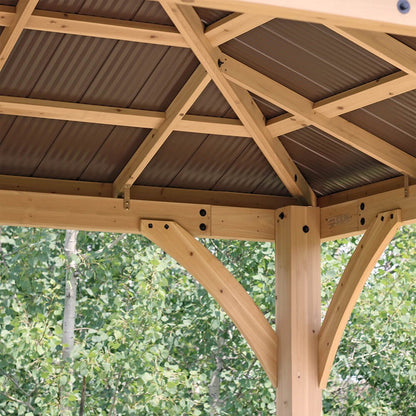 Yardistry Meridian 12×12 Cedar Gazebo with Aluminum Roof image 5