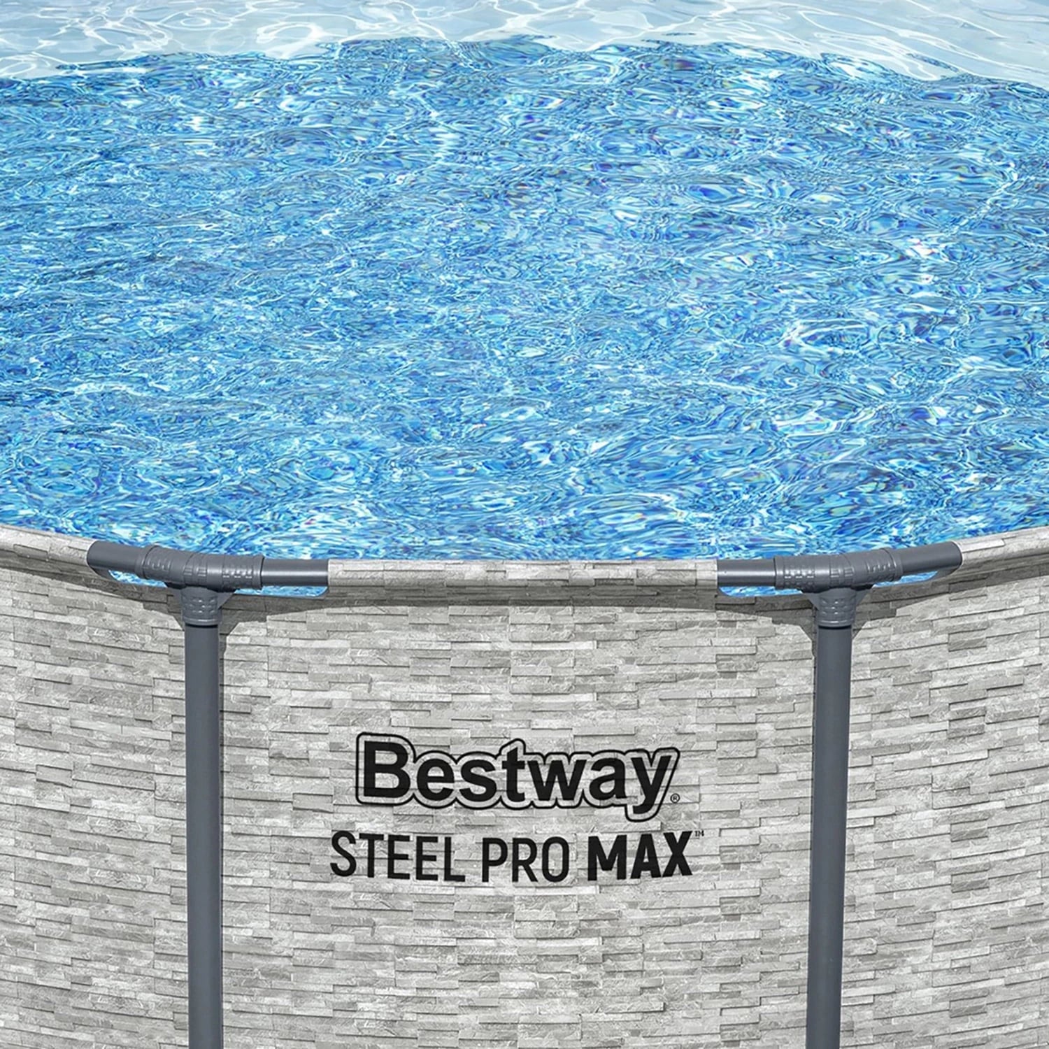 Bestway: Steel Pro MAX – 16′ x 48″, Grey -Round Above Ground Swimming Pool Set, ClickConnect Frame, Tritech, Filter Pump-Ladder-Cover, 5145 Gal Water image 8