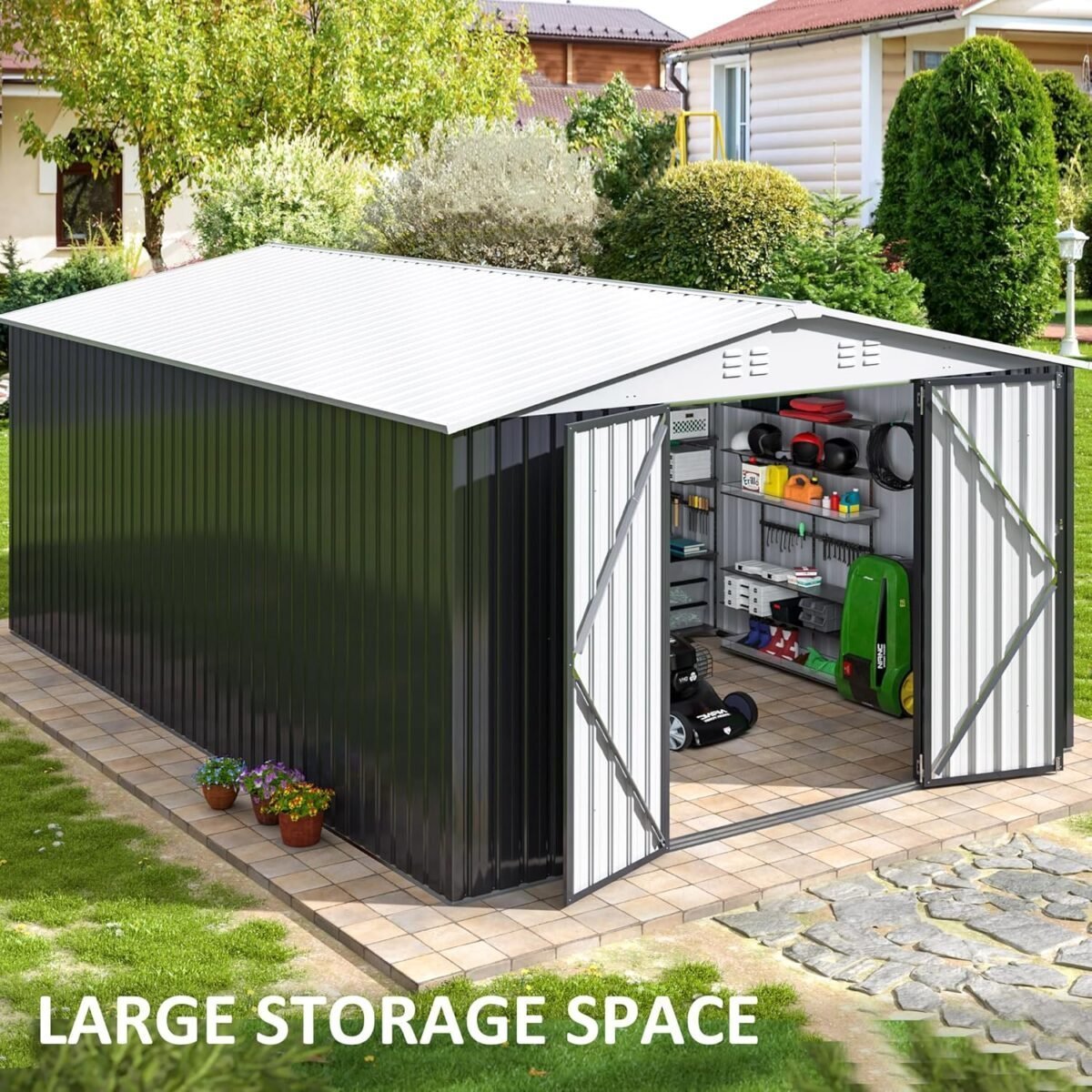 Patiowell 10 ft. W x 12 ft. D Size Upgrade Metal Storage Shed (119 sq. ft.) image 7