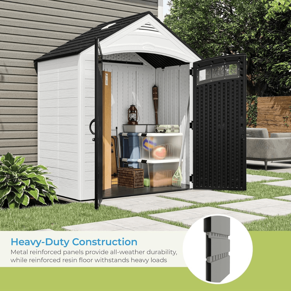Suncast Vista 7 ft. x 4 ft. Resin Standard Modern Storage Shed with Floor Kit image 3