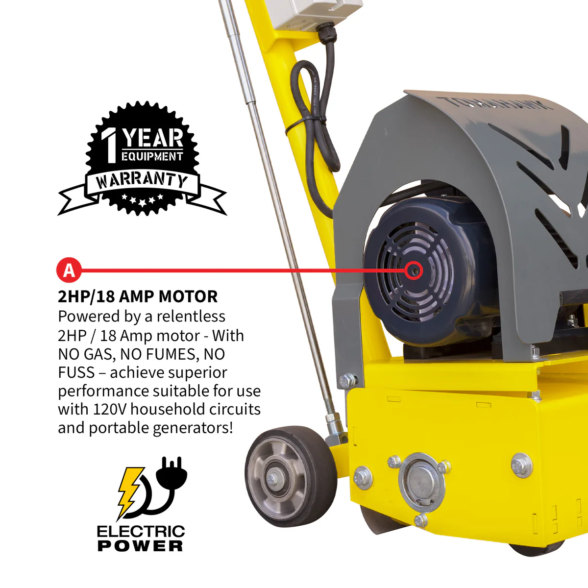 tomahawk power Tomahawk Electric 8 Concrete Scarifier Planer Grinder for Sidewalk Trip Hazard Repair etscar8 + etscar6tcc image 2