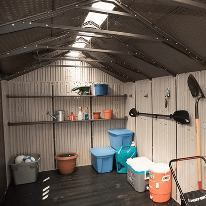 Lifetime 8′ x 17.5′ Outdoor Storage Shed Dual Entry, Tan image 3