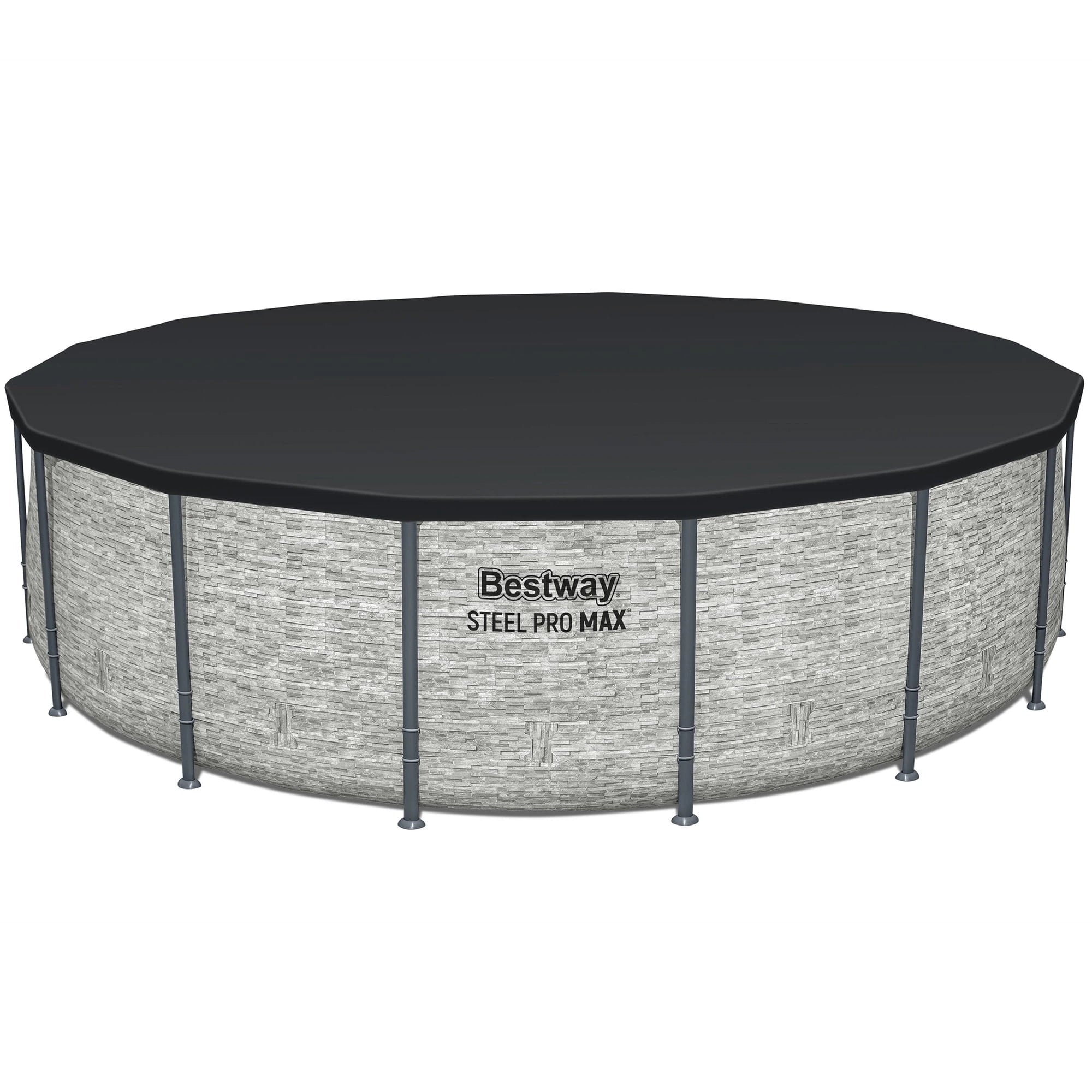 Bestway: Steel Pro MAX – 16′ x 48″, Grey -Round Above Ground Swimming Pool Set, ClickConnect Frame, Tritech, Filter Pump-Ladder-Cover, 5145 Gal Water image 5