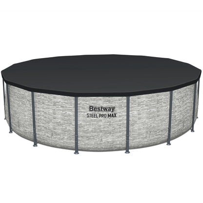 Bestway: Steel Pro MAX – 16′ x 48″, Grey -Round Above Ground Swimming Pool Set, ClickConnect Frame, Tritech, Filter Pump-Ladder-Cover, 5145 Gal Water image 5