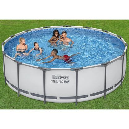 Bestway Steel Pro MAX 15′ x 48″ Prismatic Stone Pool Set| Durable Construction, Easy Assembly, and All-Inclusive Accessories – above ground pool set with filter pump, ladder, and pool cover image 1