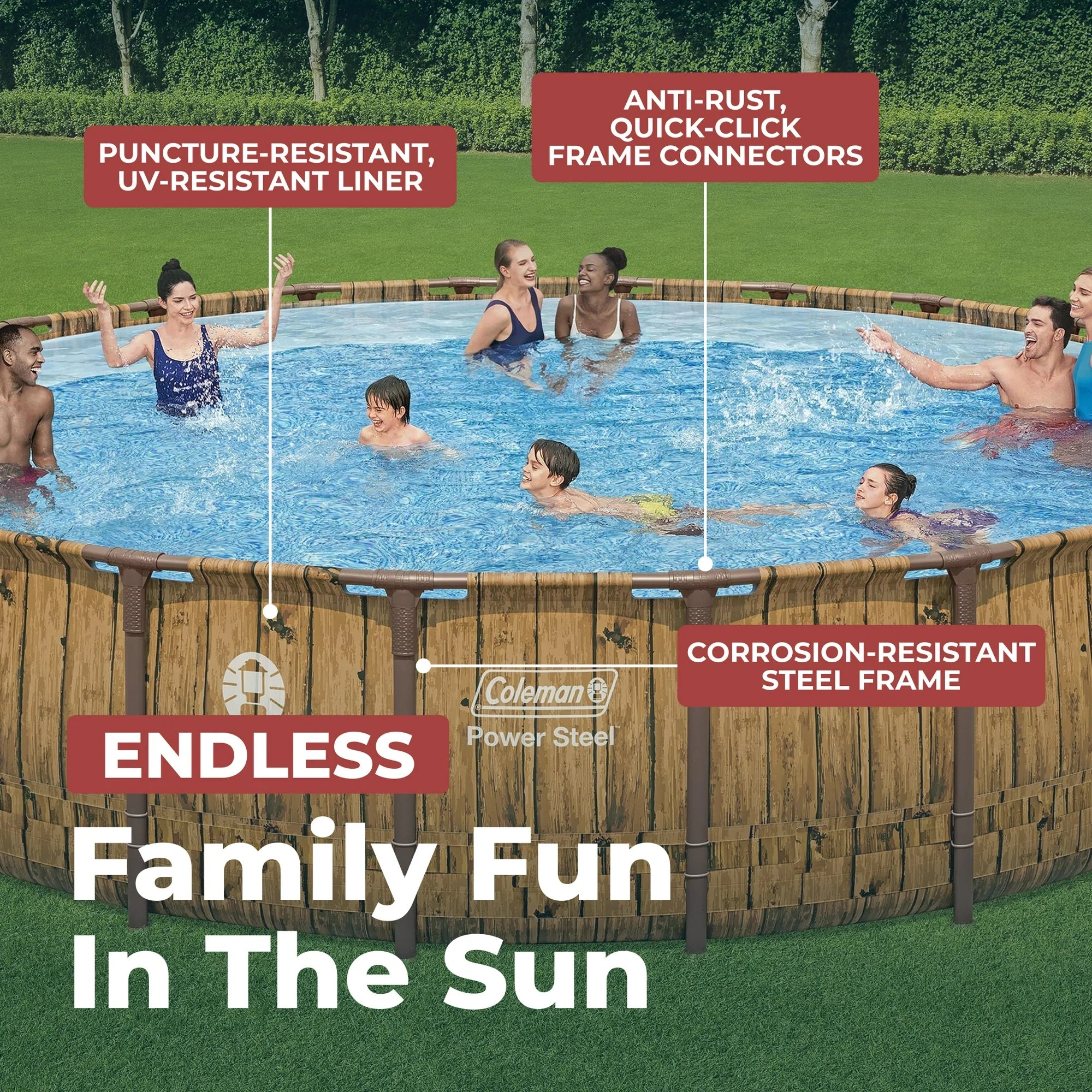 Coleman Power Steel 22 ft. x 52 in. Round Metal Frame Above Ground Pool Set image 5