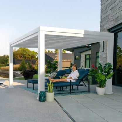 14×10 Windham Modern Steel Pergola With Sail Shade Soft Canopy image 8