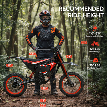 X1 Spark Electric Dirt Bike, 4500W Peak up to 60 Miles, 50MPH, 60V 28.8Ah Battery E-Bike, 14″/12″ Fat Tire Electric Motorcycle for Mountain off-Road Adults, E-Mountain Bike, Comply with UL2849 by SGS image 8