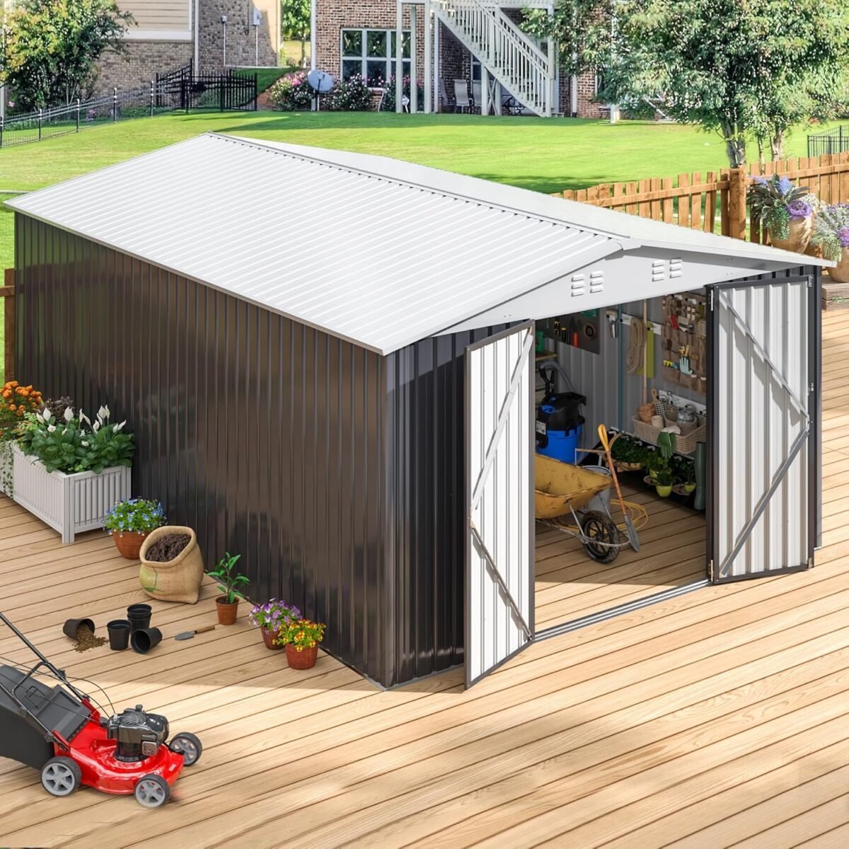Patiowell 10 ft. W x 12 ft. D Size Upgrade Metal Storage Shed (119 sq. ft.) image 6