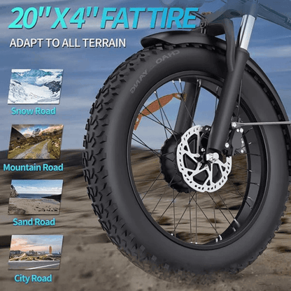 Folding Ebikes for Adults Ridstar 750W Motor 48V 14AH Removable Battery 20 X 4.0 Fat Tire Shimano 7-Speed 19.8MPH Electric Bike image 4