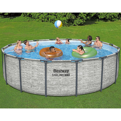 Bestway: Steel Pro MAX – 16′ x 48″, Grey -Round Above Ground Swimming Pool Set, ClickConnect Frame, Tritech, Filter Pump-Ladder-Cover, 5145 Gal Water image 2