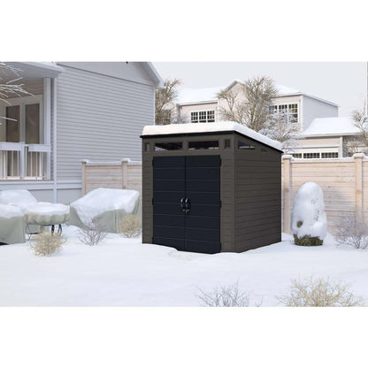 Suncast Modernist 7 ft. x 7 ft. Resin Vertical Pent Storage Shed with Floor Kit image 1