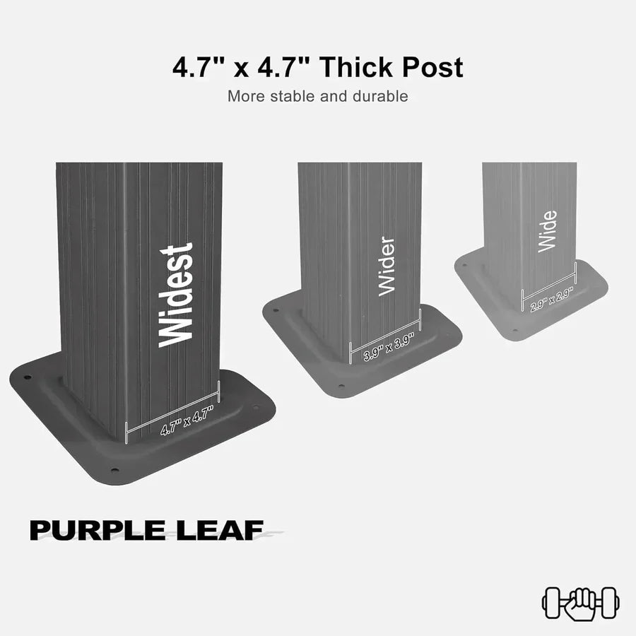 PURPLE LEAF 10X14 Patio Gazebo for Backyard Grey Hardtop Galvanized Steel Roof Awning with Upgrade Curtain image 11