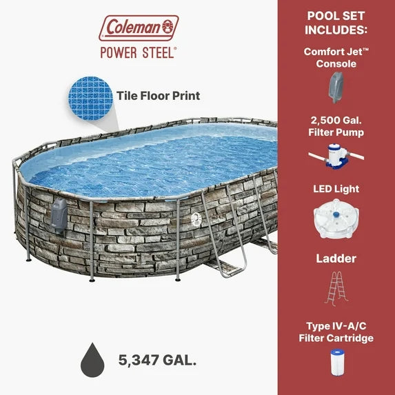 Coleman Power Steel 16′ x 10′ x 42″ Oval Above Ground Pool Set image 1