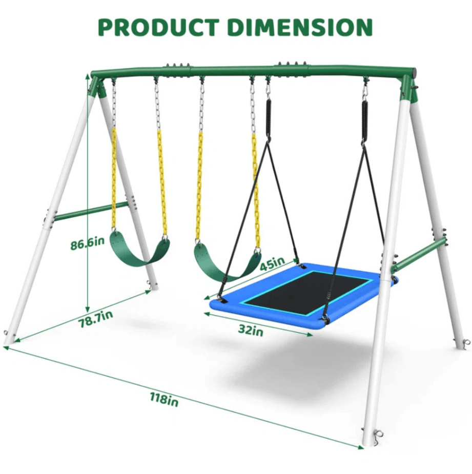 660lbs Heavy Duty Swing Set With 1 Platform Swing, 2 Belt Swings image 6