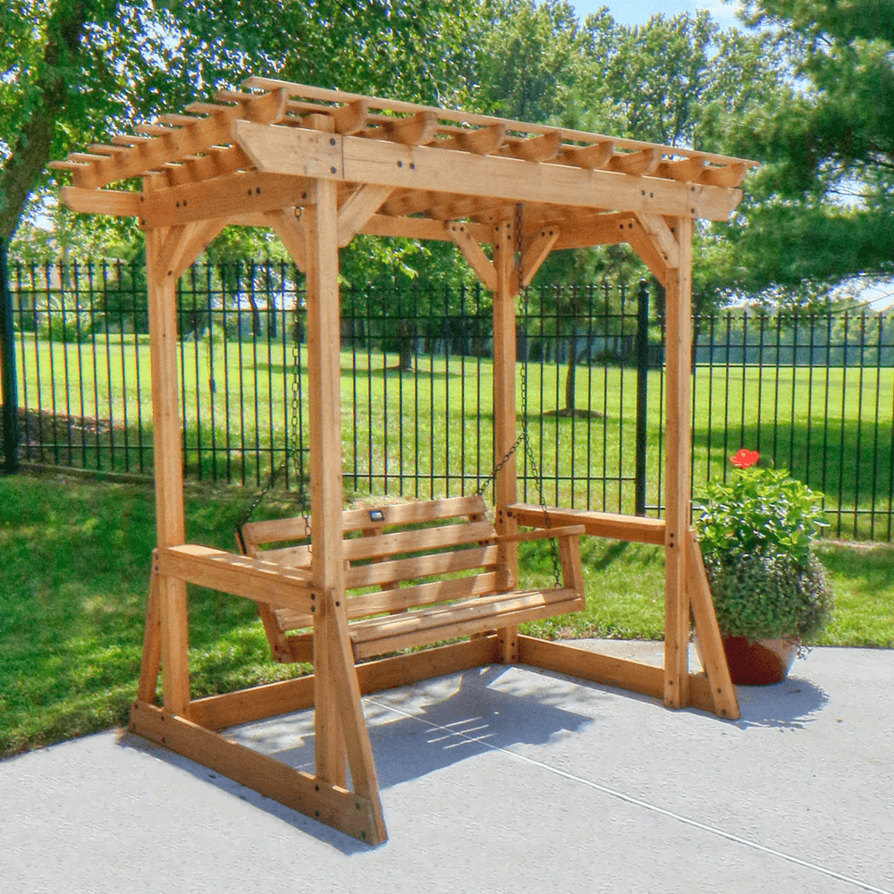 Backyard Discovery Callahan Cedar Wood Outdoor Pergola Swing Bench image 1