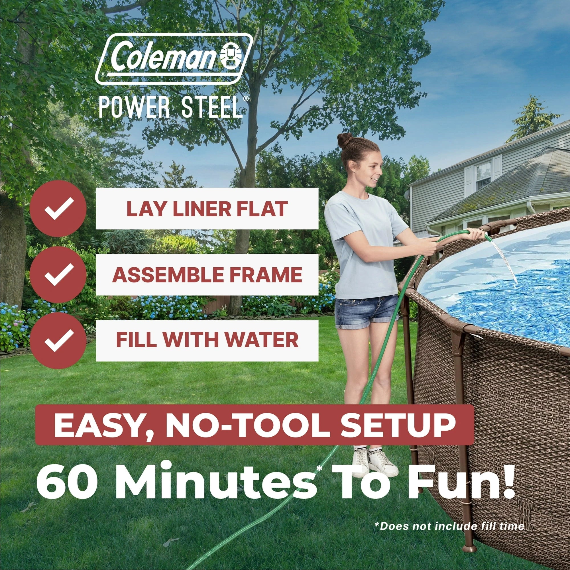 Coleman Power Steel 18 ft. x 48 in. Round Metal Frame Above Ground Pool Set image 2