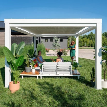 14×10 Windham Modern Steel Pergola With Sail Shade Soft Canopy image 10