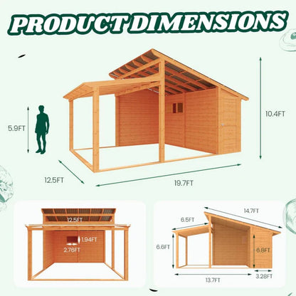 AECOJOY 20′ × 12.5′ Outdoor Wooden Gazebo with Storage Room image 2