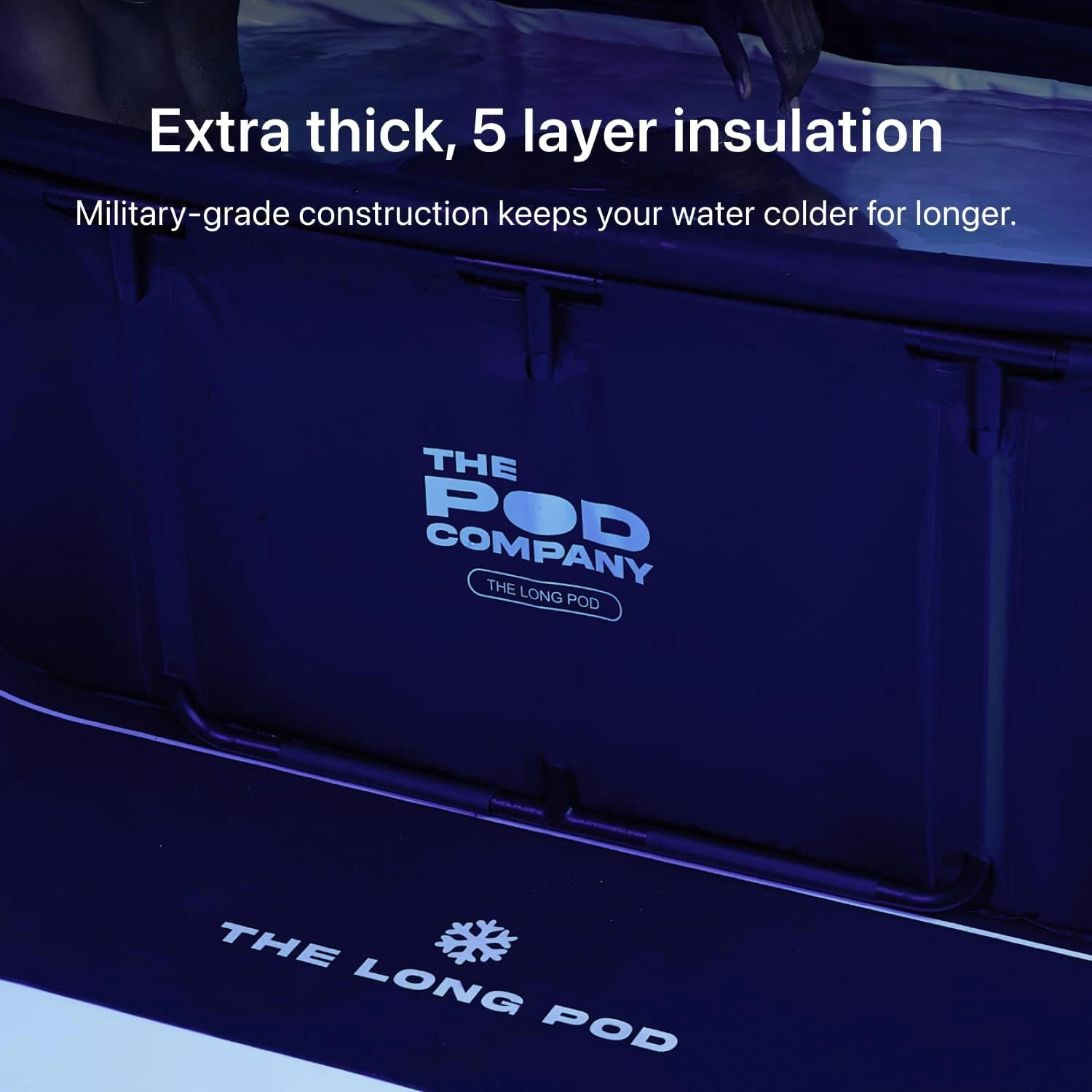 The Pod Company Long Pod Cold Plunge – 126-Gallon Extra-Large Inflatable Ice Bath Tub for Cold Water Therapy – Full-Body Stretch Design, Insulated & Water Chiller Compatible image 5