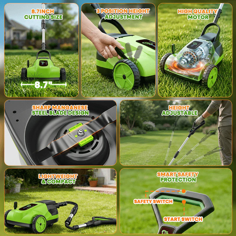 IToolMax 8.7-Inch Small Electric Lawn Mower for Yards & Gardens image 3