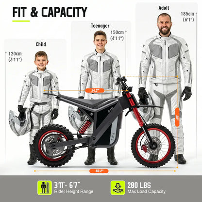 TST GT63 Electric Dirt Bike, 2400W Brushless Hub Motor, 45 MPH Top Speed, 48V 22.5Ah Battery with 50 Mile Range, 210Nm Torque, Front Hydraulic Suspension image 6