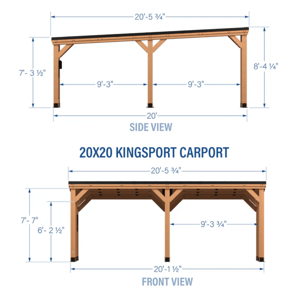 Backyard Discovery Kingsport 20′ x 20′ Cedar Wood Carport with Steel Roof image 11