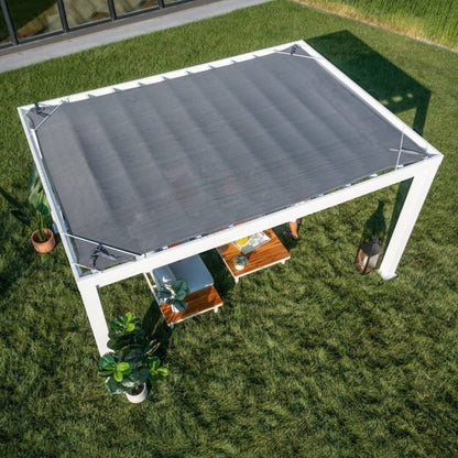 14×10 Windham Modern Steel Pergola With Sail Shade Soft Canopy image 15