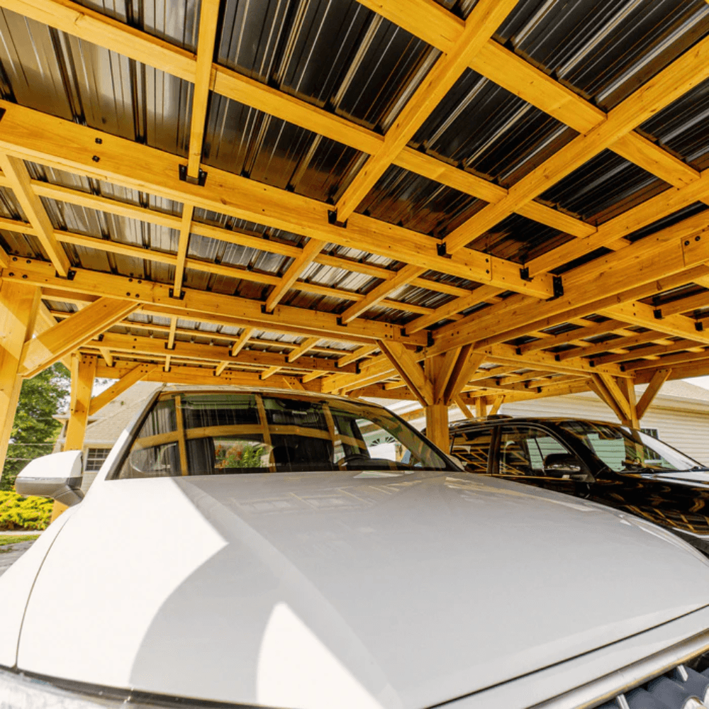 Backyard Discovery Kingsport 20′ x 20′ Cedar Wood Carport with Steel Roof image 4