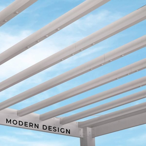 14×10 Windham Modern Steel Pergola With Sail Shade Soft Canopy image 13