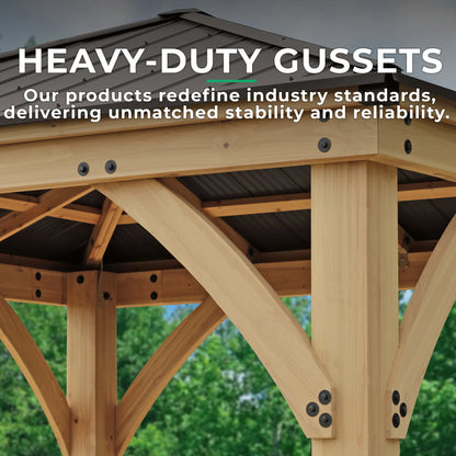 Yardistry Meridian 12×12 Cedar Gazebo with Aluminum Roof image 11