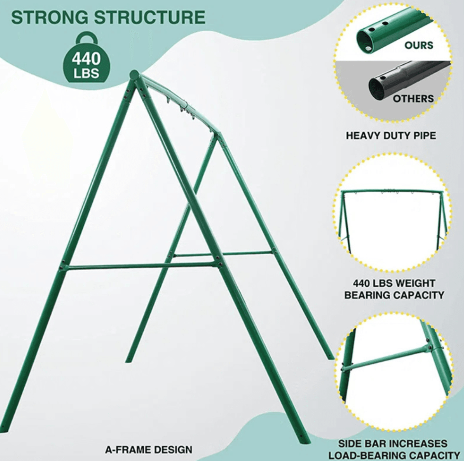 440lbs Extra Large Metal Swing Frame with 5 Hanging Hooks, Heavy Duty A-Frame Swing Stand image 4