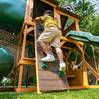 KidKraft Laurel Retreat Multi-Level Clubhouse Swing Set with Two Slides and Two Swings image 6