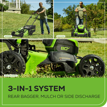 Greenworks 80V 21″ Cordless Battery Brushless Self-Propelled Mower 3pc Combo Kit image 9